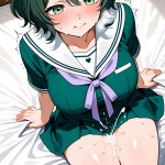 【エロ画像】茶髪ショート巨乳スレンダー×潮吹き_AI_アニメエロ画像
