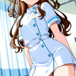 【エロ画像】茶髪グラデーションロング高身長×ナース服_AI_アニメエロ画像