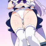 【エロ画像】黒青グラデーションハーフアップ×バイブ責め_AI_アニメエロ画像
