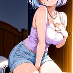 【エロ画像】水色外ハネボブグラマラス×オナニー・自慰_AI_アニメエロ画像