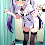 【エロ画像】紫髪ツインテール長身×ナース服_AI_アニメエロ画像