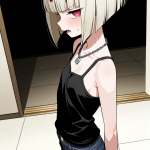 【エロ画像】プラチナボブ貧乳長身×貧乳・微乳_AI_アニメエロ画像