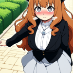 【エロ画像】茶髪ウェーブロングむっちり×美少女エロ_AI_アニメエロ画像