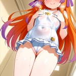 【エロ画像】オレンジグラデーション髪ロリ体×母乳・ミルク_AI_アニメエロ画像