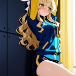 【エロ画像】黒青グラデーション長身ウェーブ×手縛り・拘束_AI_アニメエロ画像
