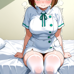 【エロ画像】茶髪外ハネボブ巨乳ナース×潮吹き_AI_アニメエロ画像