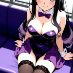 【エロ画像】黒髪内巻きセミロング巨乳×ニーソ・絶対領域_AI_アニメエロ画像