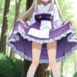 【エロ画像】プラチナロングロリ娘×野外露出_AI_アニメエロ画像
