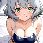 【エロ画像】グレーくせ毛ショート巨乳×パイズリ_AI_アニメエロ画像