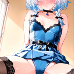 【エロ画像】黒髪ツインおさげスレンダー×くぱぁ・大開脚_AI_アニメエロ画像