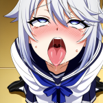 【エロ画像】白髪グラデーション細身セーラー×アヘ顔・イキ顔_AI_アニメエロ画像