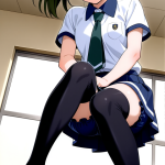 【エロ画像】黒髪サイドテール巨乳×体操服・ブルマ_AI_アニメエロ画像