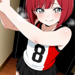 【エロ画像】赤髪外ハネボブむっちり小柄×美少女エロ_AI_アニメエロ画像