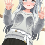 【エロ画像】グレーハーフアップロリ体型×ガラスおっぱい押し付け_AI_アニメエロ画像
