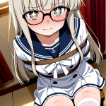 【エロ画像】プラチナブロンドセミロング貧乳×縛り・拘束_AI_アニメエロ画像