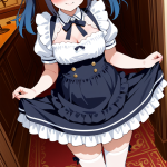 【エロ画像】青髪ツインテールむっちり×メイド服_AI_アニメエロ画像