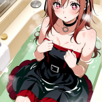【エロ画像】茶髪グラデーションショートスレ×お風呂・入浴_AI_アニメエロ画像