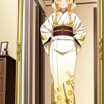 【エロ画像】金髪ツインおさげグラマラス×鏡越し_AI_アニメエロ画像