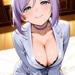 【エロ画像】紫髪お団子むっちり小柄×パイズリ_AI_アニメエロ画像