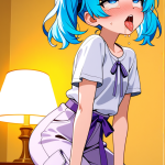 【エロ画像】青髪ツインテール細身×アヘ顔・イキ顔_AI_アニメエロ画像