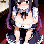 【エロ画像】マゼンタツインテール巨乳×メイド服_AI_アニメエロ画像