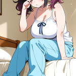 【エロ画像】マゼンタツインテール巨乳×寝起き・パジャマ_AI_アニメエロ画像