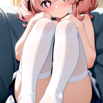 【エロ画像】黒青グラデーションツインテール×足コキ_AI_アニメエロ画像