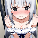 【エロ画像】白髪ロングロリ体型×縛り・拘束_AI_アニメエロ画像