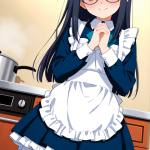 【エロ画像】黒青グラデロリ内巻き×メイド服_AI_アニメエロ画像