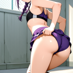 【エロ画像】紫髪三つ編み貧乳×バック・後背位_AI_アニメエロ画像