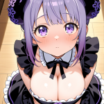 【エロ画像】紫髪アップロリメイド×パイズリ_AI_アニメエロ画像
