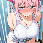 【エロ画像】桜色お団子ヘア巨乳むっちり×美少女エロ_AI_アニメエロ画像