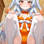 【エロ画像】銀髪ウェーブロング貧乳×バイブ責め_AI_アニメエロ画像
