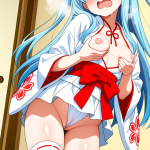 【エロ画像】水色セミロング貧乳×母乳・ミルク_AI_アニメエロ画像