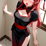 【エロ画像】赤髪ハーフアップ細身×アヘ顔・イキ顔_AI_アニメエロ画像