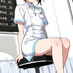 【エロ画像】マゼンタショート長身貧乳×ナース服_AI_アニメエロ画像