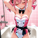 【エロ画像】桜色ロールツインテール長身×お風呂・入浴_AI_アニメエロ画像
