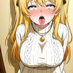 【エロ画像】金髪セミロング巨乳スレンダー×アヘ顔・イキ顔_AI_アニメエロ画像