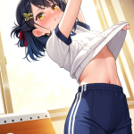 【エロ画像】赤髪ハーフアップスレンダー×体操服・ブルマ_AI_アニメエロ画像
