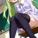 【エロ画像】ライム色セミロング長身スレンダ×バイブ責め_AI_アニメエロ画像