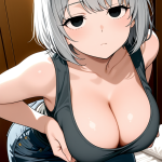 【エロ画像】グレーショート巨乳むっちり×パイズリ_AI_アニメエロ画像