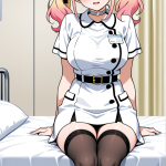 【エロ画像】ピンクグラデツインテール巨乳×ナース服_AI_アニメエロ画像