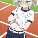 【エロ画像】白髪お団子ロリナース×体操服・ブルマ_AI_アニメエロ画像