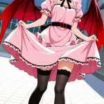 【エロ画像】ピンク金髪刈り上げむっちり×野外露出_AI_アニメエロ画像