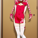 【エロ画像】桜色三つ編みロリ体型×貧乳・微乳_AI_アニメエロ画像