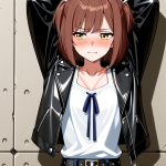 【エロ画像】黒青グラデーション細身セミロン×縛り・拘束_AI_アニメエロ画像