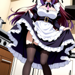 【エロ画像】紫髪セミロンググラマラス×メイド服_AI_アニメエロ画像