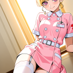 【エロ画像】金髪刈り上げショート細身美女×ニーソ・絶対領域_AI_アニメエロ画像