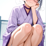 【エロ画像】銀髪刈り上げショート巨乳×おしっこ・放尿_AI_アニメエロ画像