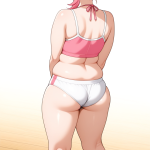 【エロ画像】桜色髪アップむっちり体操着×バック・後背位_AI_アニメエロ画像